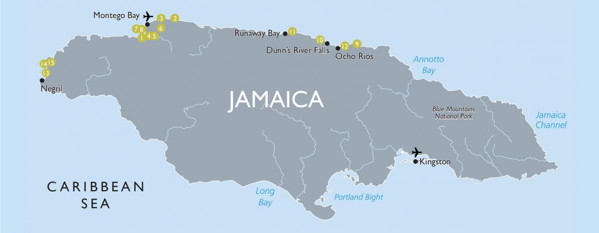 Carte de la jamaïque aéroports