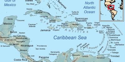 Carte de la jamaïque et les îles environnantes