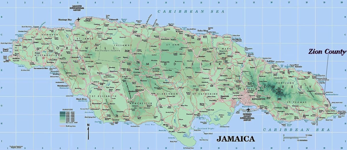 Carte de la côte nord de la jamaïque