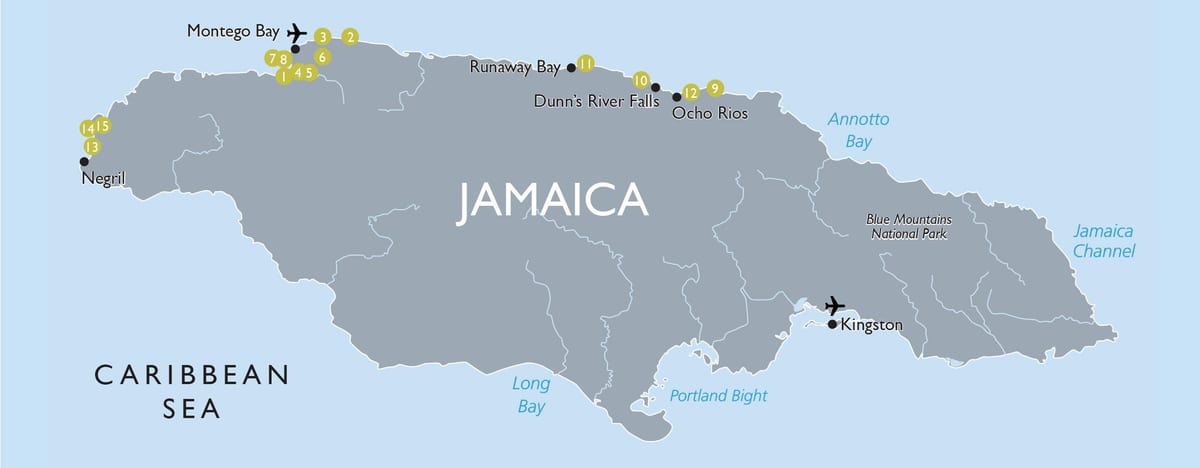 Carte de la jamaïque aéroports