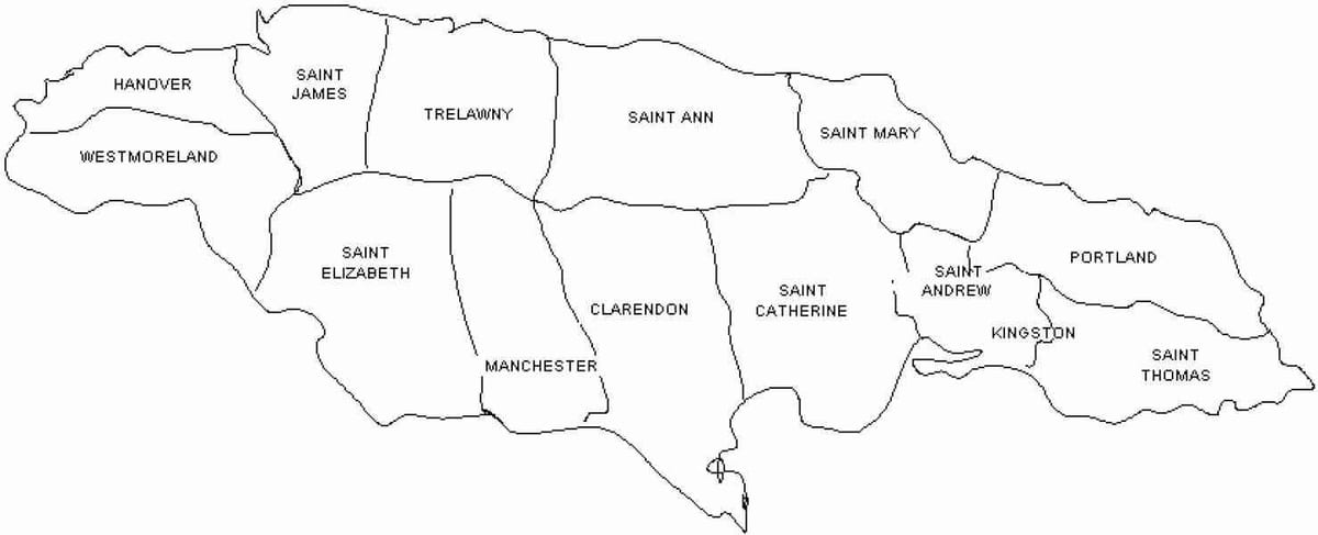 la jamaïque carte et des paroisses