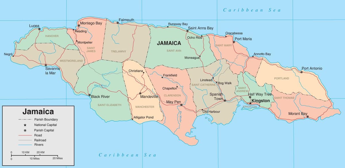 Carte de la politique de la jamaïque