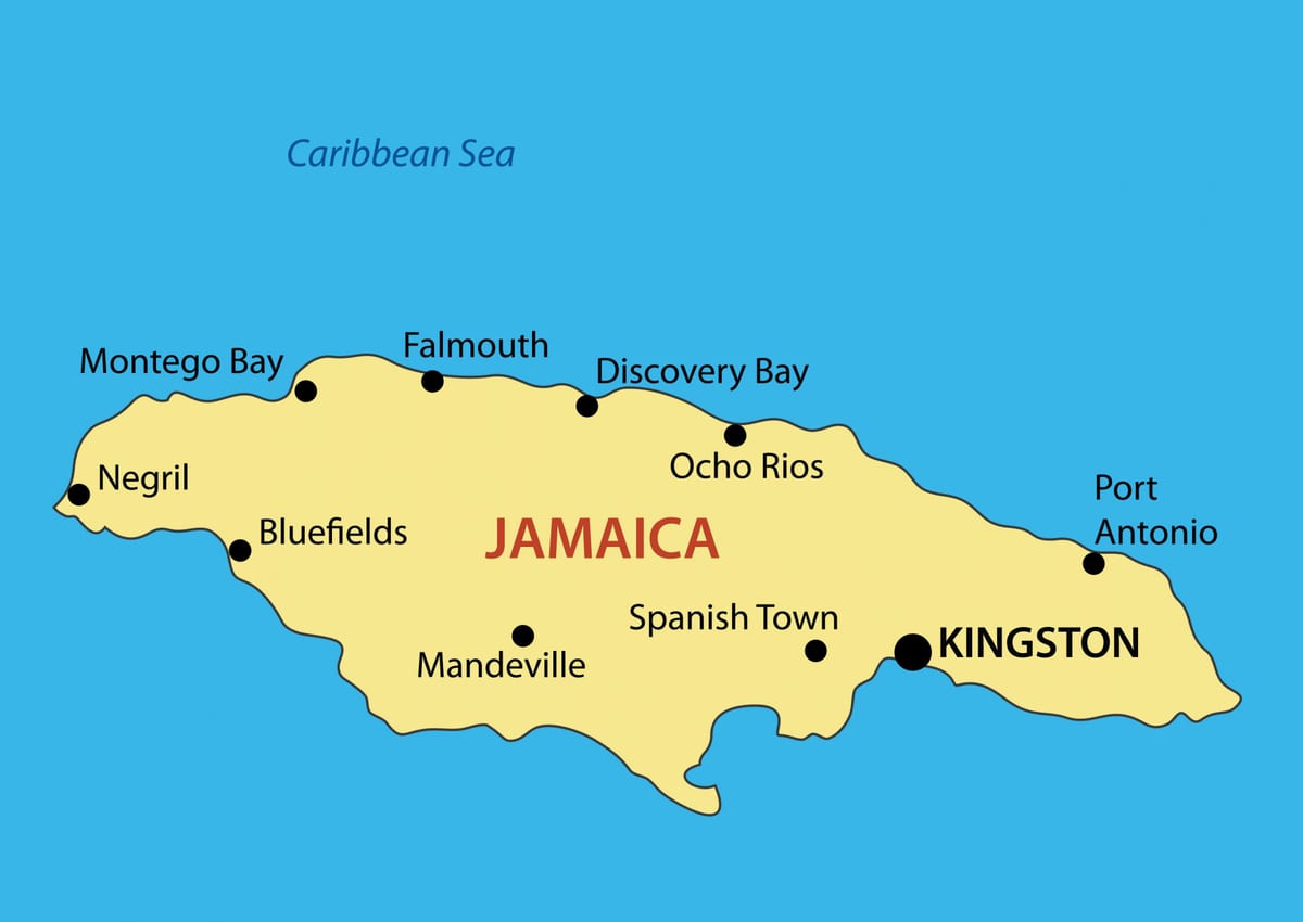 Carte de la jamaïque villes