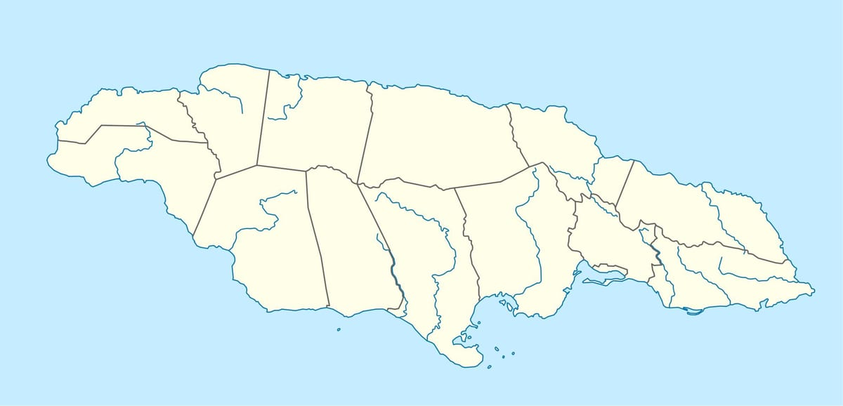 carte de la jamaïque montrant rivières