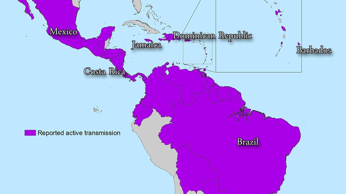 Carte de la jamaïque zika