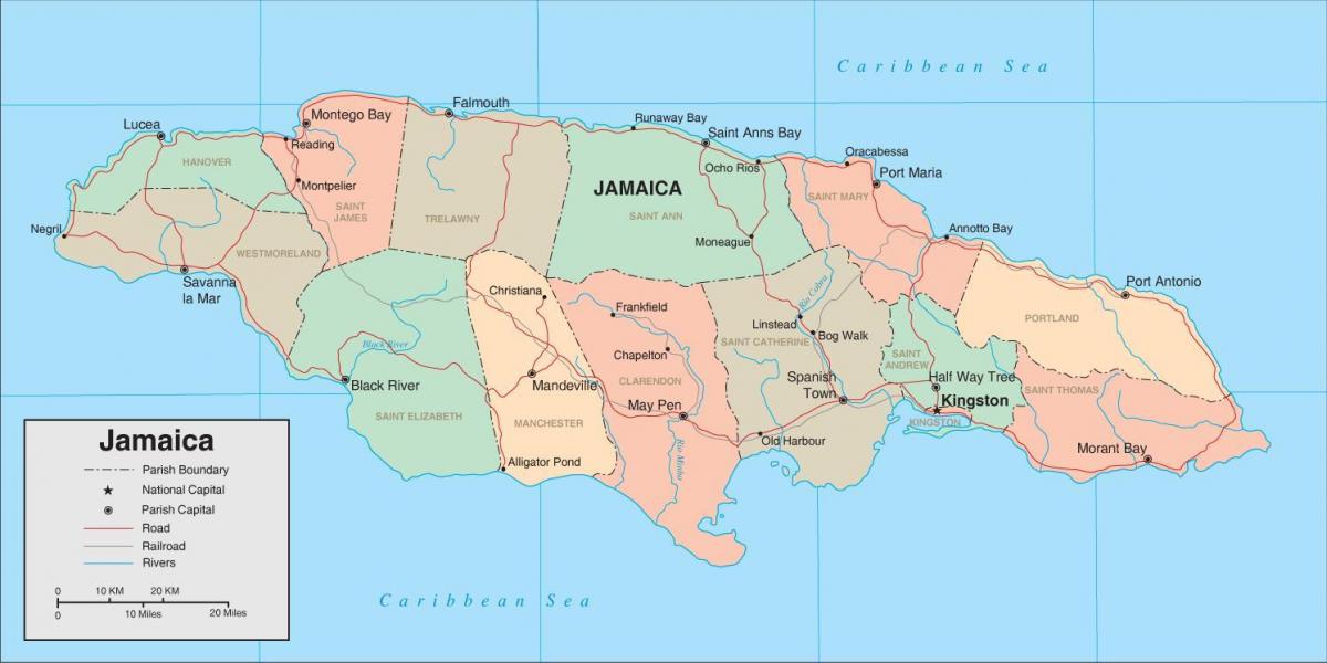 Carte de la route à péage en jamaïque 