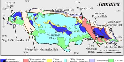 Carte géologique de la jamaïque