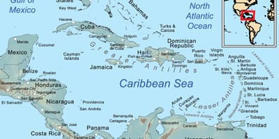 La jamaïque sur la carte dans les caraïbes