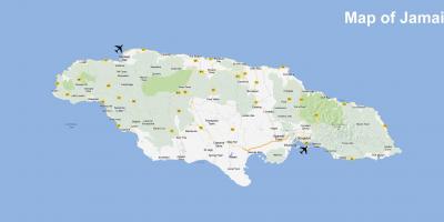Carte de la jamaïque, les aéroports et les stations