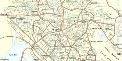 La carte de kingston, jamaïque quartiers