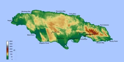 Carte de la jamaïque élévation 