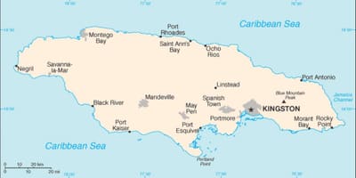 Carte de la jamaïque zone 