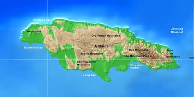 Carte de la jamaïque montagnes 