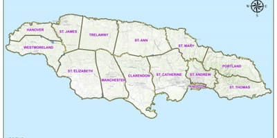 Carte de la jamaïque circonscriptions
