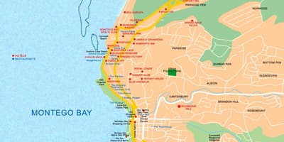 Montego bay, jamaïque sur la carte